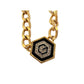 Givenchy Necklace with "G" in Hexagonal Pendant of Black Enamel and Rhinestones