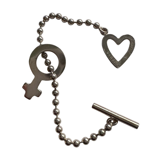 GUCCI Ball and Chain Heart Bracelet with Female Symbol Pendant Charm