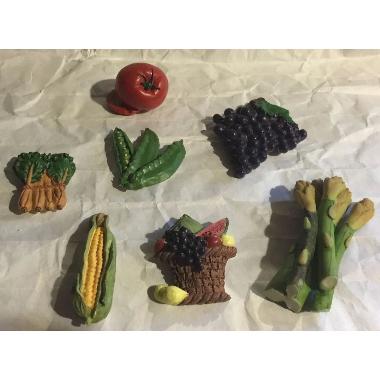 Set of 7 Vintage Mixed Vegetables/Fruit Magnets - A+ Stuff