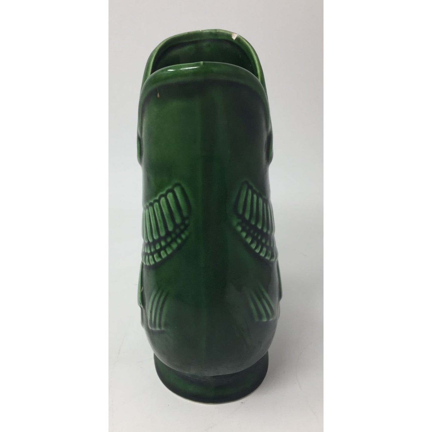 Vintage Green Ceramic Fish Pitcher/Vase- Made In Japan (about 7'' tall)