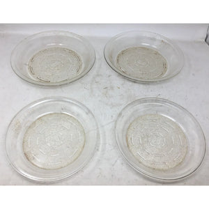 Vintage Glasbake Clear Glass Pie Plates w/ Textured Bottoms- Set of 4