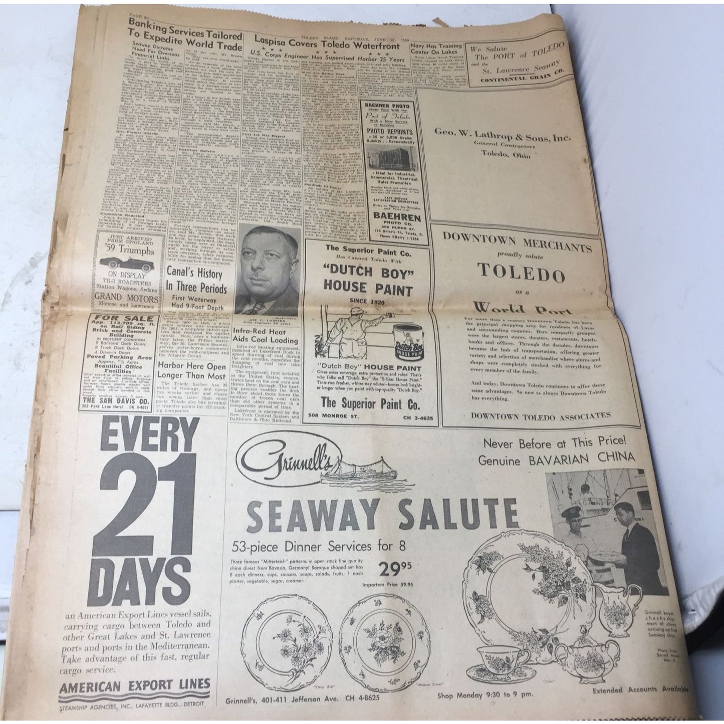 Vintage Toledo Blade Newspaper (June 27, 1959)