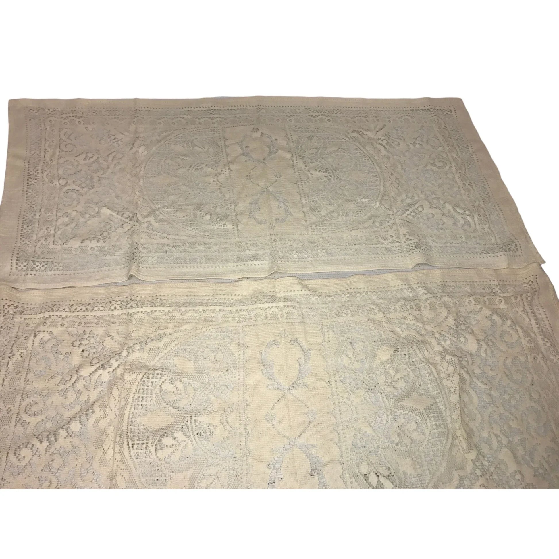 Set of 2 White/Cream Colored Handmade Crocheted Table Placemats/Doilies - A+ Stuff
