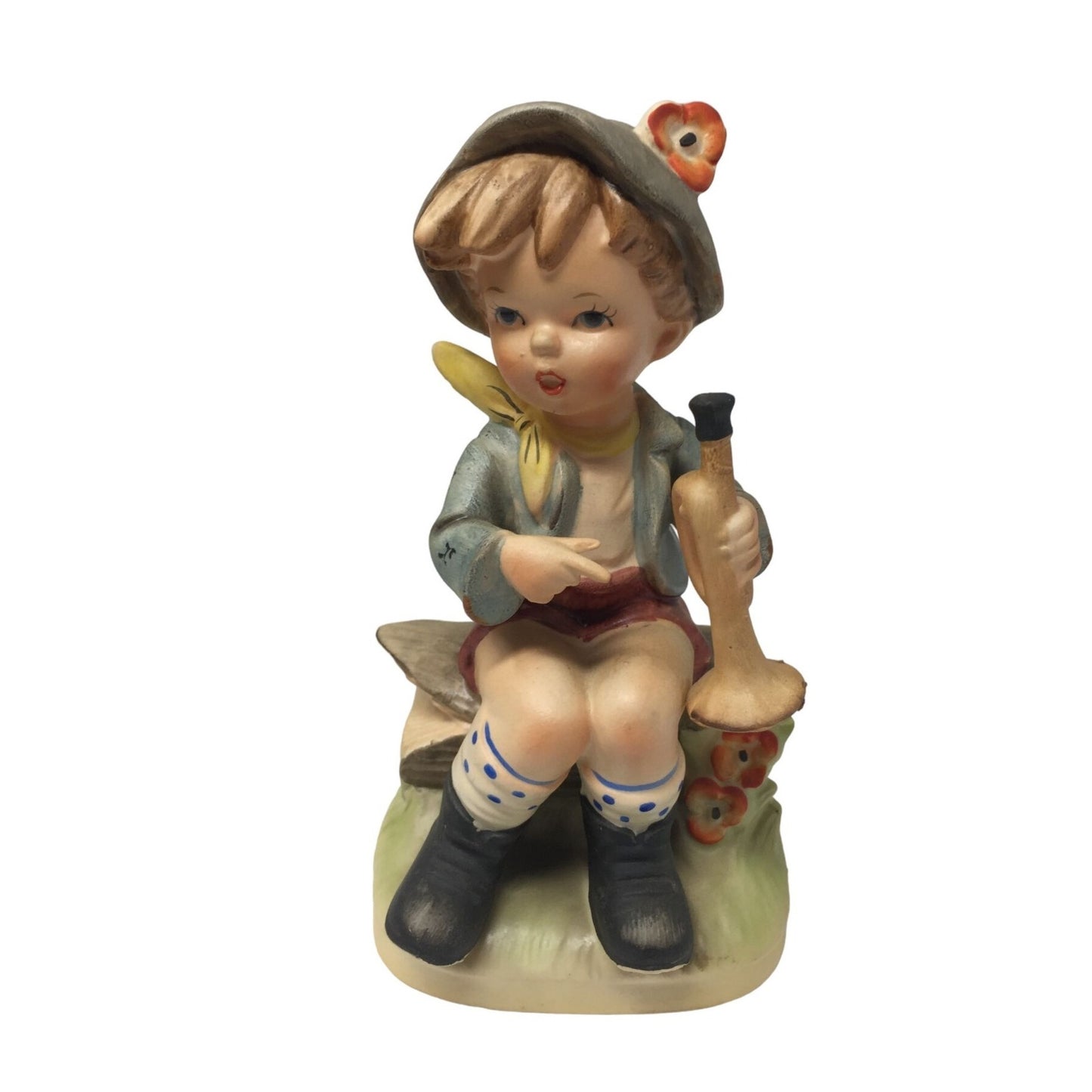 Vintage Napcoware Boy with Bugle Figurine - 6'' Tall