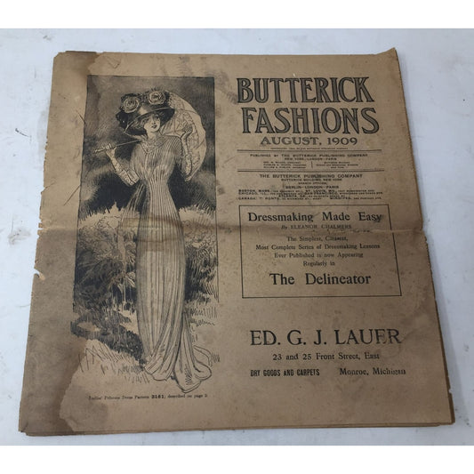 Antique Butterick Fashions Magazine Aug. 1909 ED. G. J. Lauer