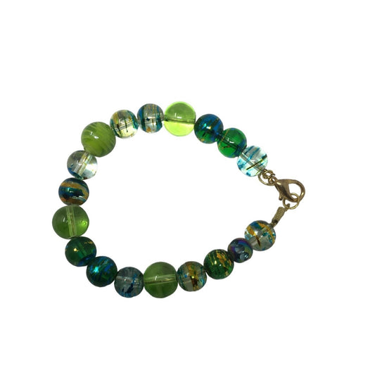 Women's Blue/Green Beaded Bracelet with Clasp