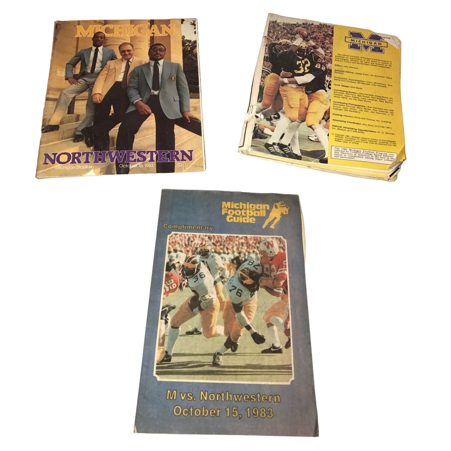 Vintage 10/15/83 Sports Programs/Guides Michigan VS Northwestern Football