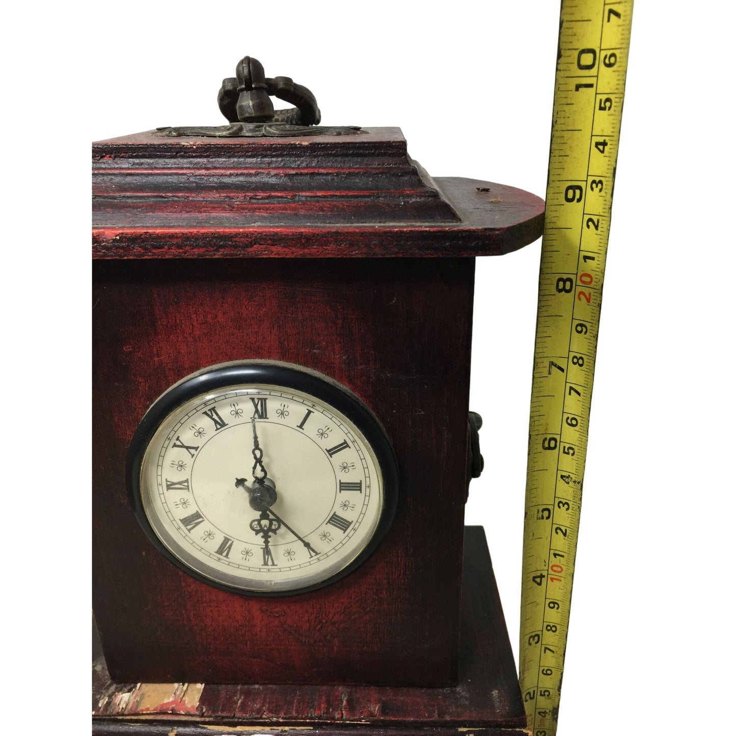 Vintage Battery Operated Wooden Clock with Storage Drawer- Working!