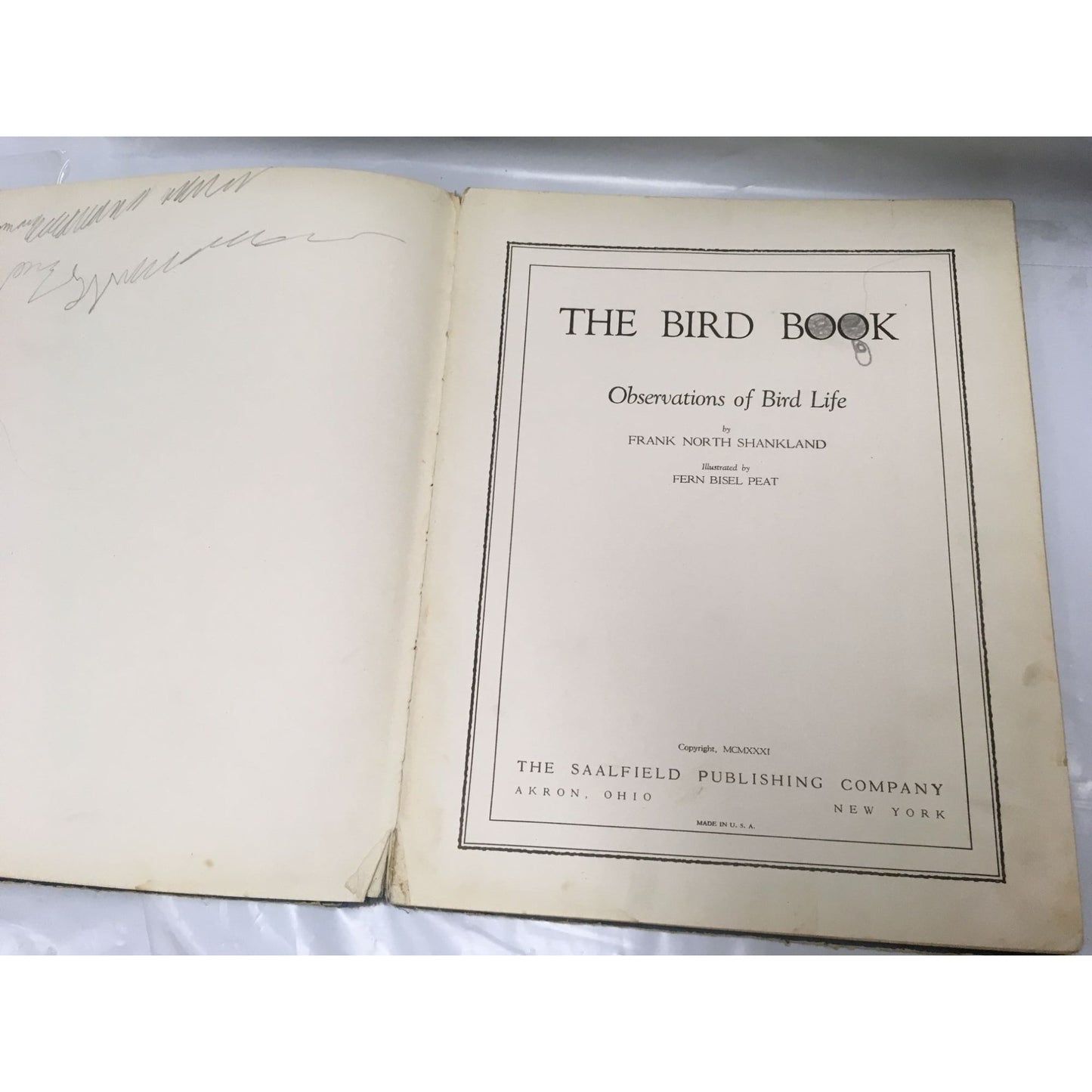 The Bird Book: Observations of Bird Life by Frank North Shankland