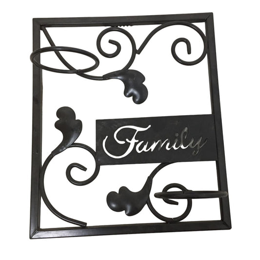 Family Tea Light Candle Holder Wall Hanging Decoration- Black Metal