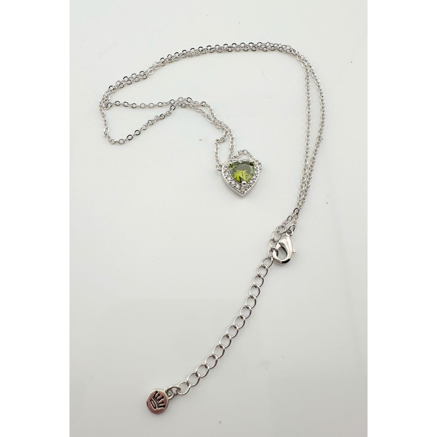 Beautiful Green Peridot Heart Necklace 18" Chain