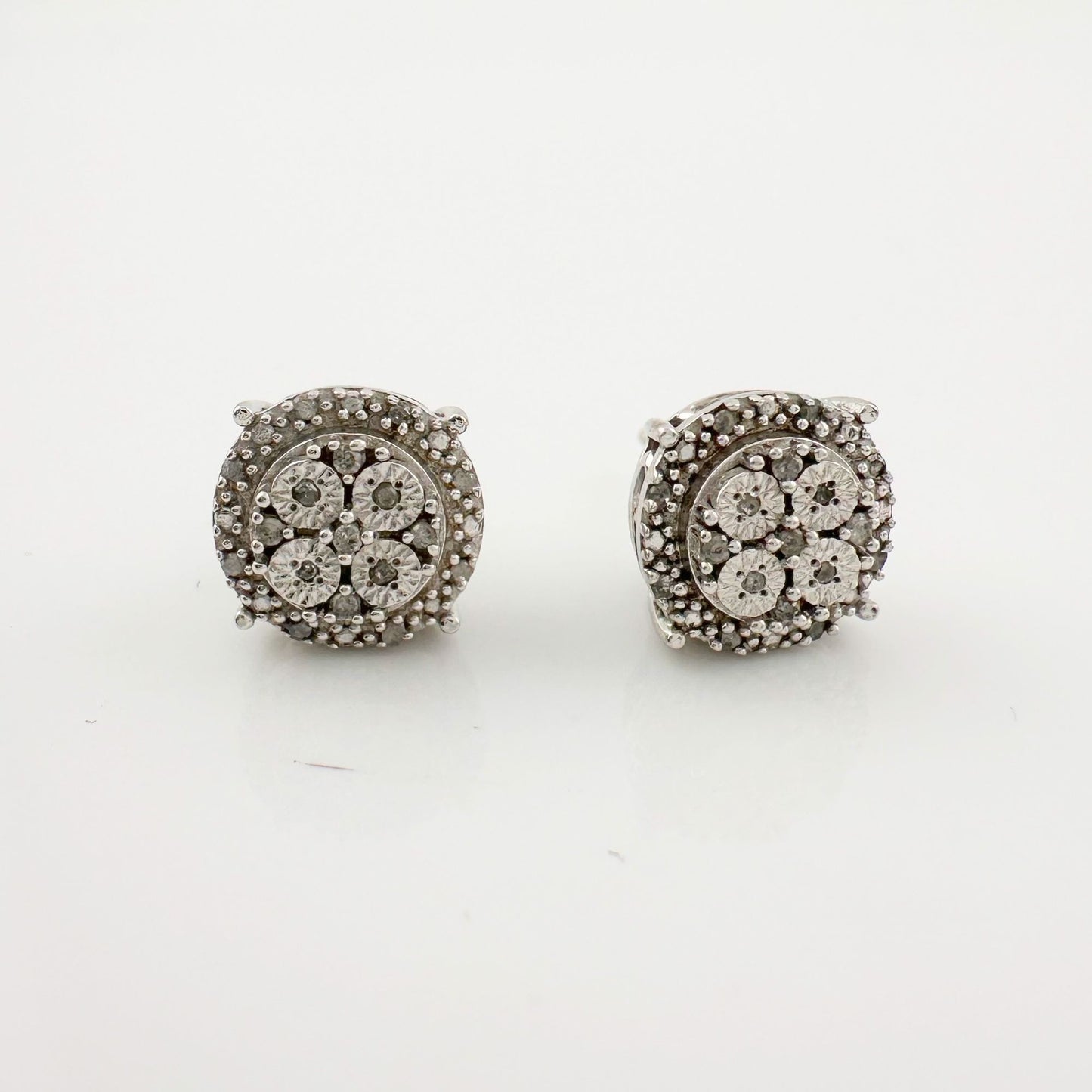 Diamond Stud Earrings in Sterling Silver - Natural Diamonds