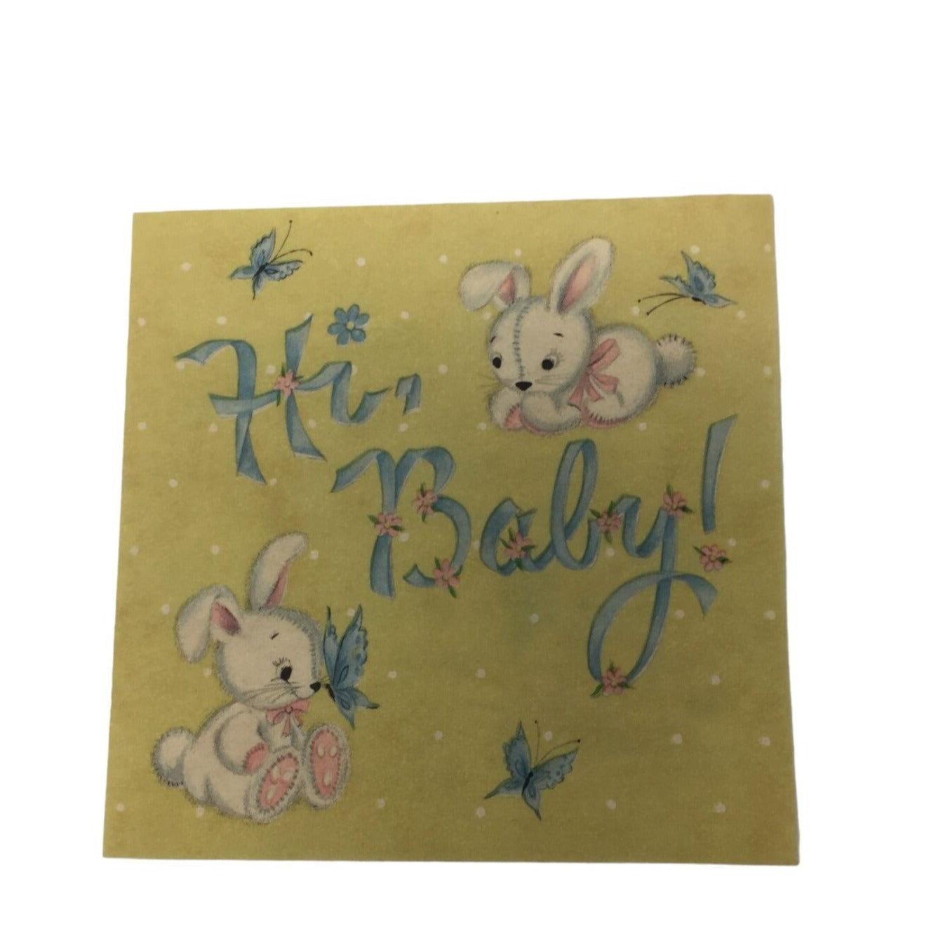 Vintage Hallmark "Hi Baby" Miniature Paper Card with Handwritten Note inside