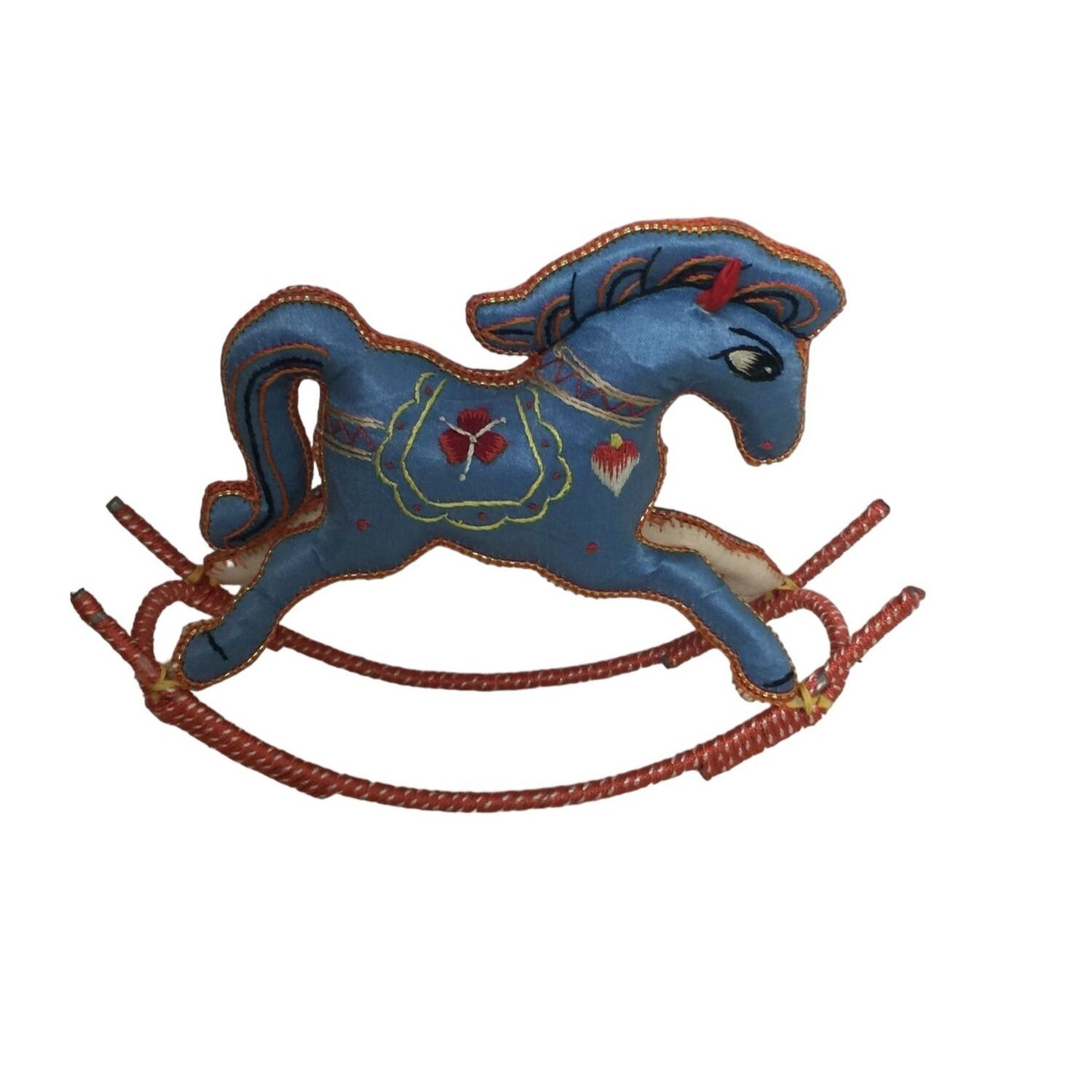 Vintage Christmas Embroidered Rocking Horse Figurine