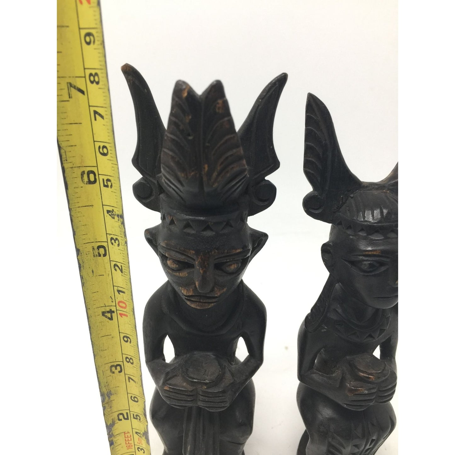 Vintage Hand Carved Afrlcan Wood Sculptures (2) - about 7" tall