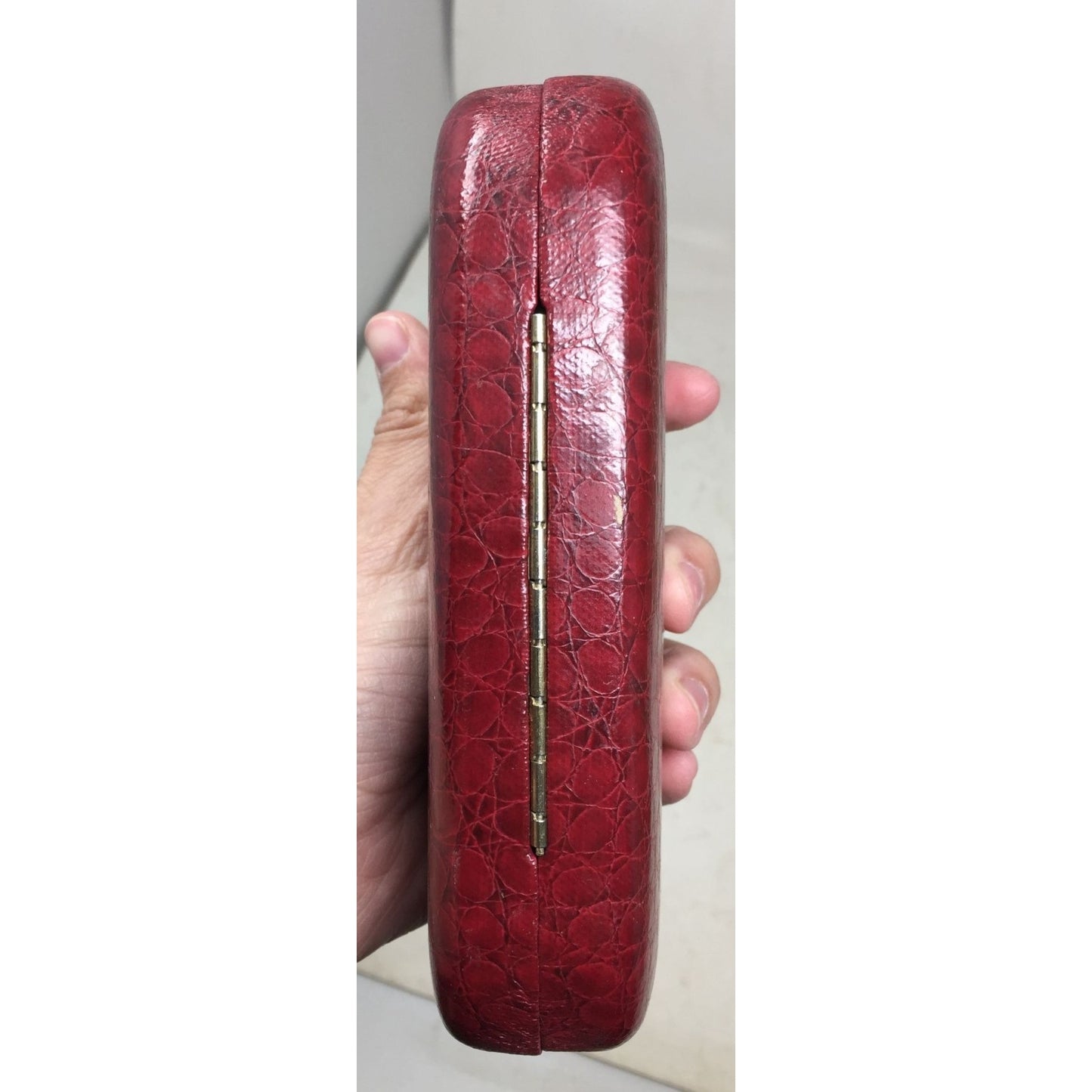 Vintage Red Hard Eyeglass Case with Tan Interior