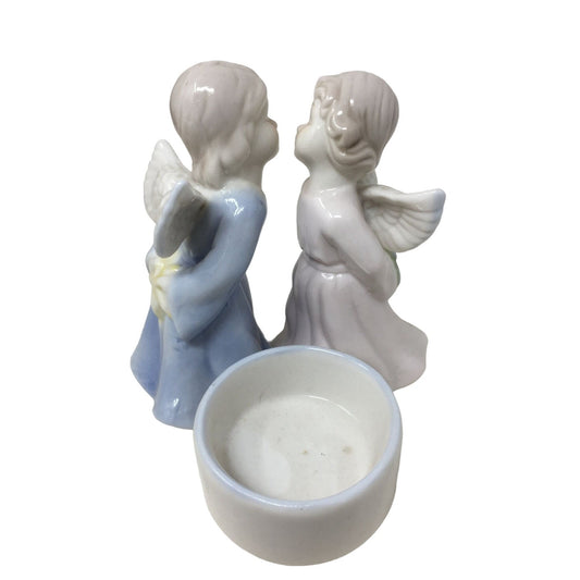 Unique Vintage Ceramic Tealight Candle Holder Home Decor- Angels Kissing