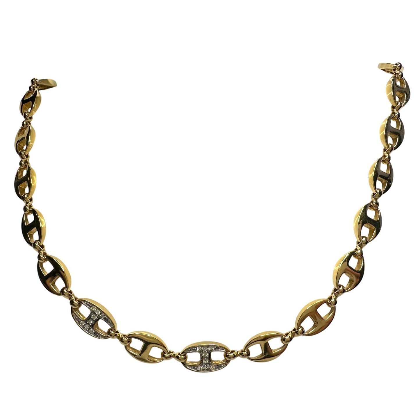 Givenchy Puffed Anchor Mariner 21" Chain Necklace w 4 Rhinestoned Links