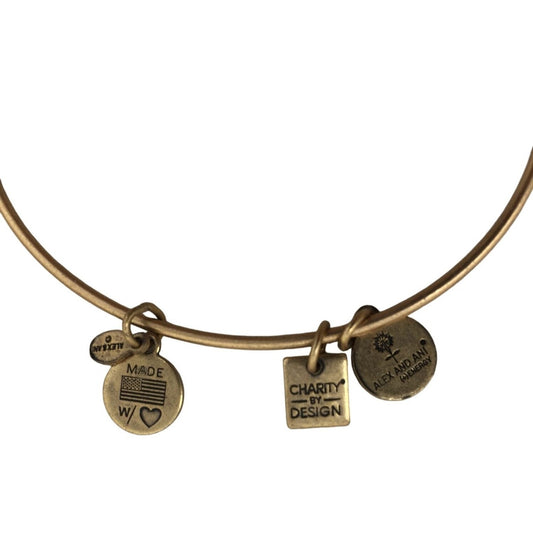 2015 Alex And Ani Gold Bracelet with a "Create Piece Of Mind" Charm