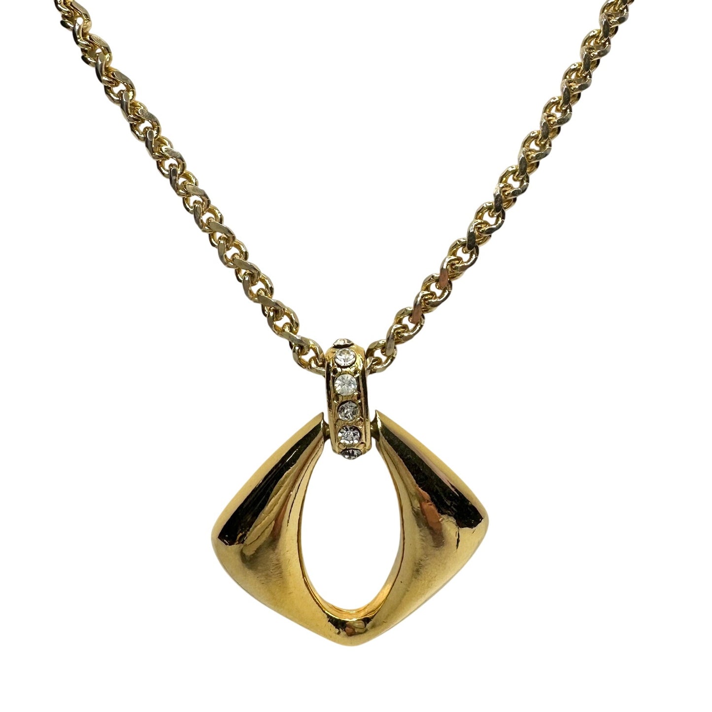 Yves Saint Laurent (YSL) Gold-Plated Necklace w Rhinestones - 20"