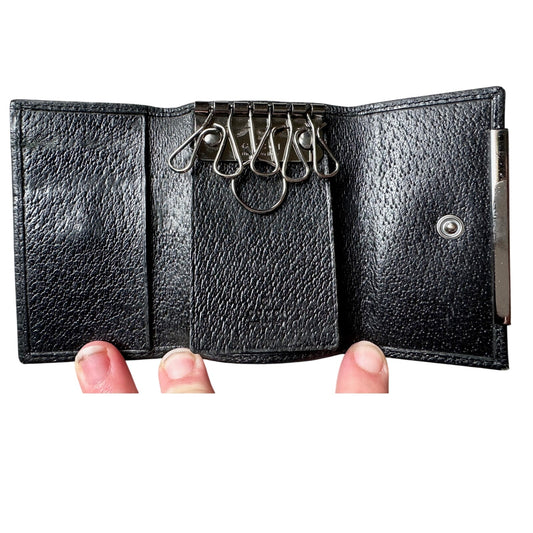 Gucci Black GG Canvas and Leather Trifold Key Holder (6 Keys)