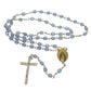 Vintage Religious Rosary with Virgin Mary and Jesus Medal and Blue Clear Beads