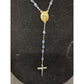 Vintage Religious Rosary with Virgin Mary and Jesus Medal and Blue Clear Beads