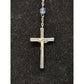 Vintage Religious Rosary with Virgin Mary and Jesus Medal and Blue Clear Beads