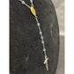 Vintage Religious Rosary with Virgin Mary and Jesus Medal and Blue Clear Beads