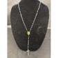 Vintage Religious Rosary with Virgin Mary and Jesus Medal and Blue Clear Beads