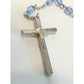 Vintage Religious Rosary with Virgin Mary and Jesus Medal and Blue Clear Beads