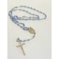 Vintage Religious Rosary with Virgin Mary and Jesus Medal and Blue Clear Beads