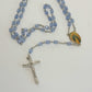 Vintage Religious Rosary with Virgin Mary and Jesus Medal and Blue Clear Beads