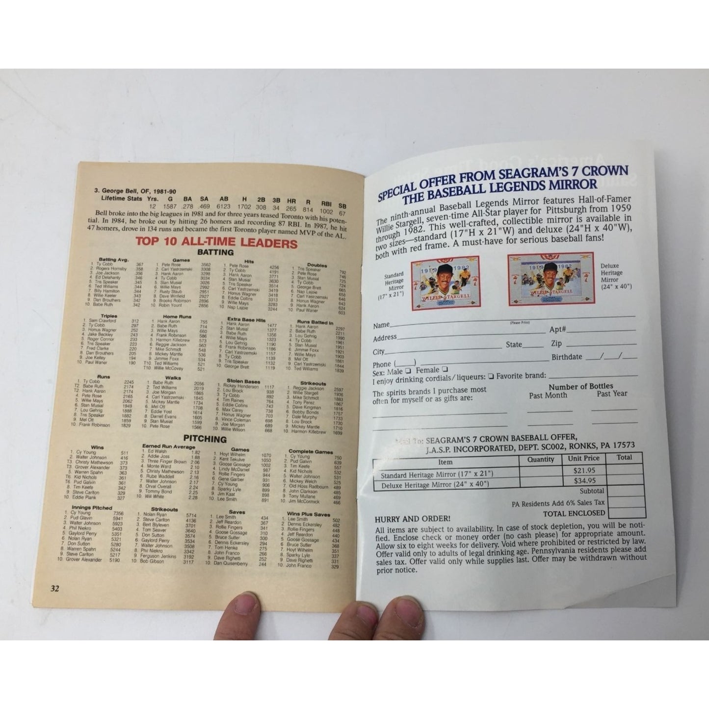 Vintage 1995 Baseball Fan's Guide Team by Team Greatest Players of All Time