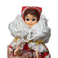 Collectible Brunette/Blue Eyed Doll Wearing Patterned Dress- Head, arms and eyes move.