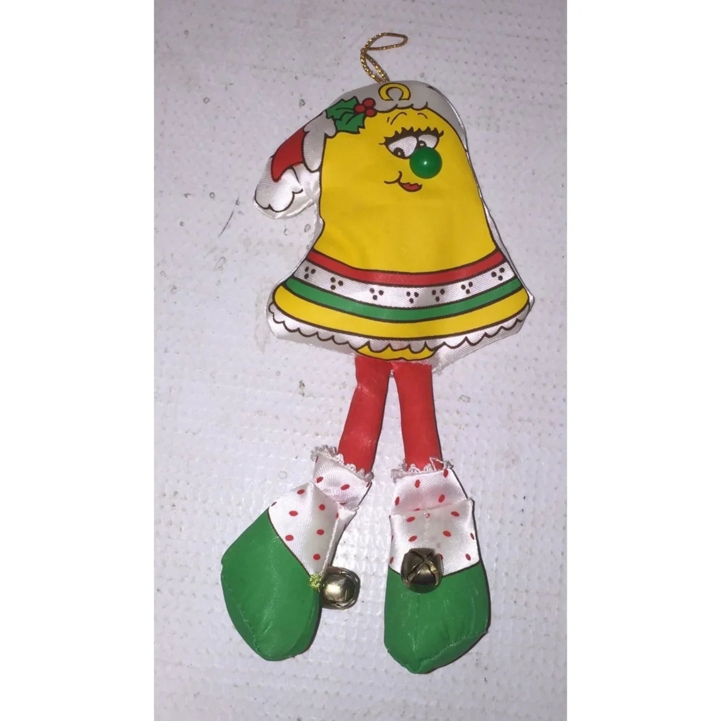 Vintage Avon Magnetic Christmas Tree Ornament Stuffed Bell w/ Bells on Feet - A+ Stuff