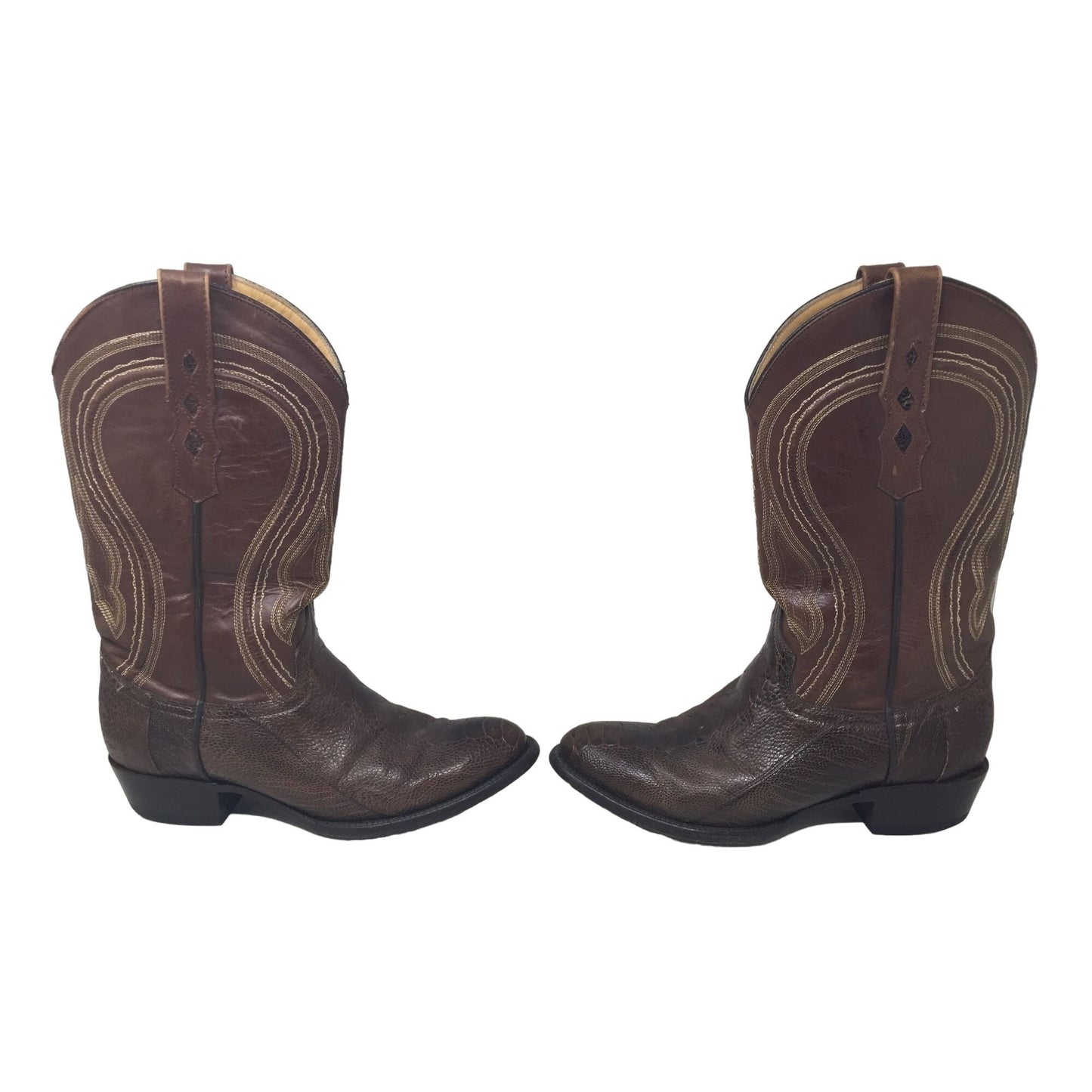 Vaccari Brown Snakeskin Leather Cowboy Boots USA 8 EE