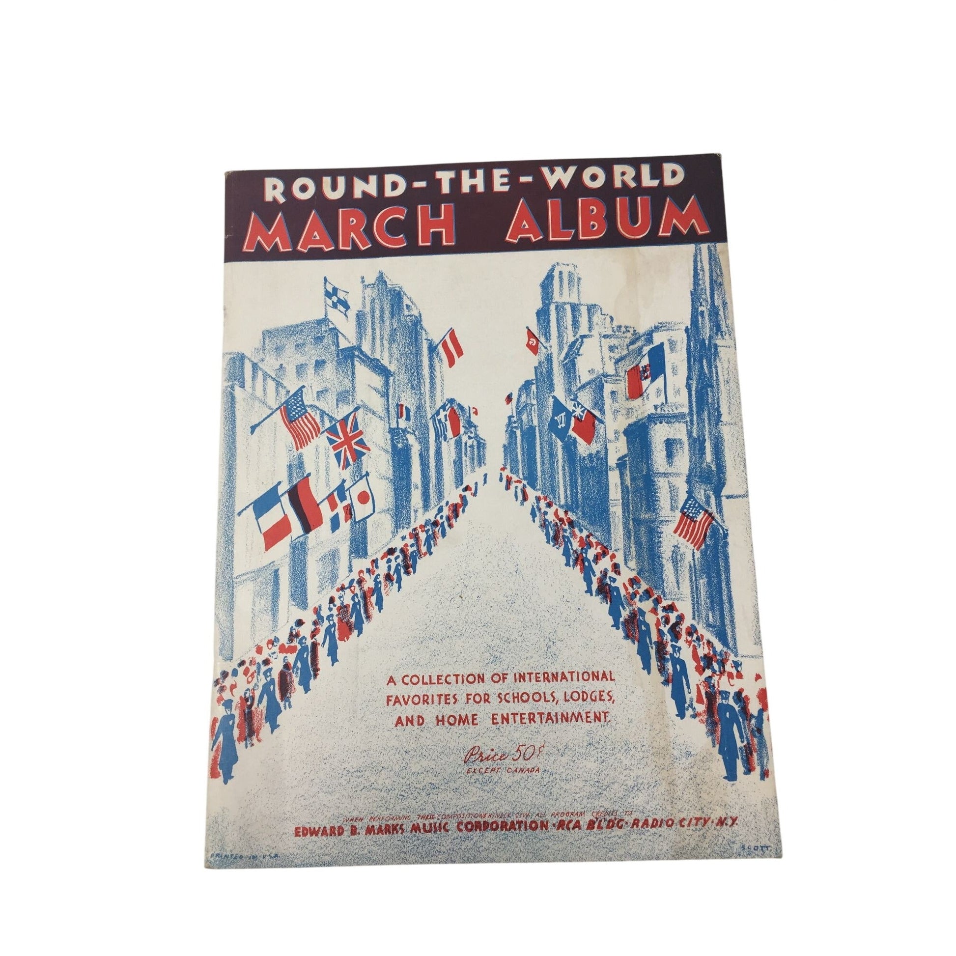 Vintage Sheet Music Book Titled "Round-the-World March Album" A+ Stuff  A+ Stuff SHEET MUSIC