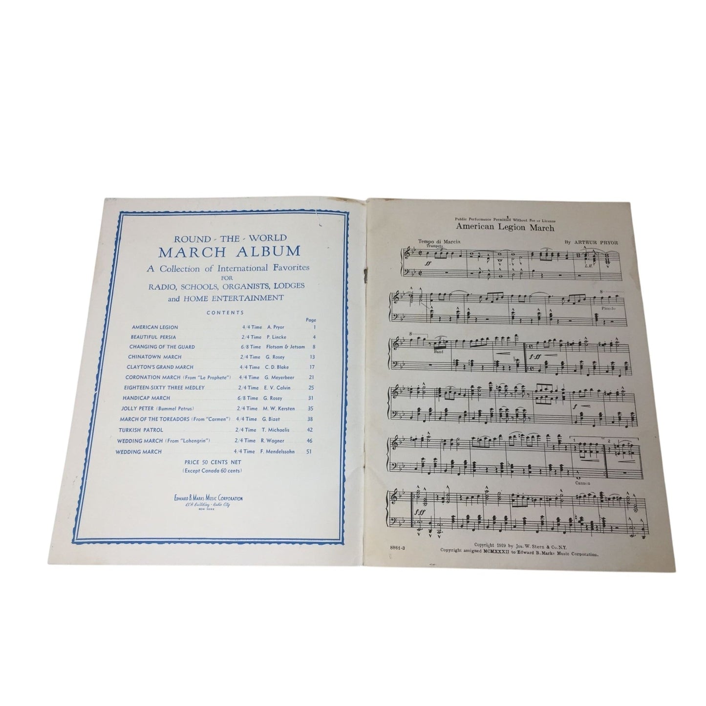 Vintage Sheet Music Book Titled "Round-the-World March Album" A+ Stuff  A+ Stuff SHEET MUSIC