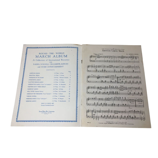 Vintage Sheet Music Book Titled "Round-the-World March Album" A+ Stuff  A+ Stuff SHEET MUSIC