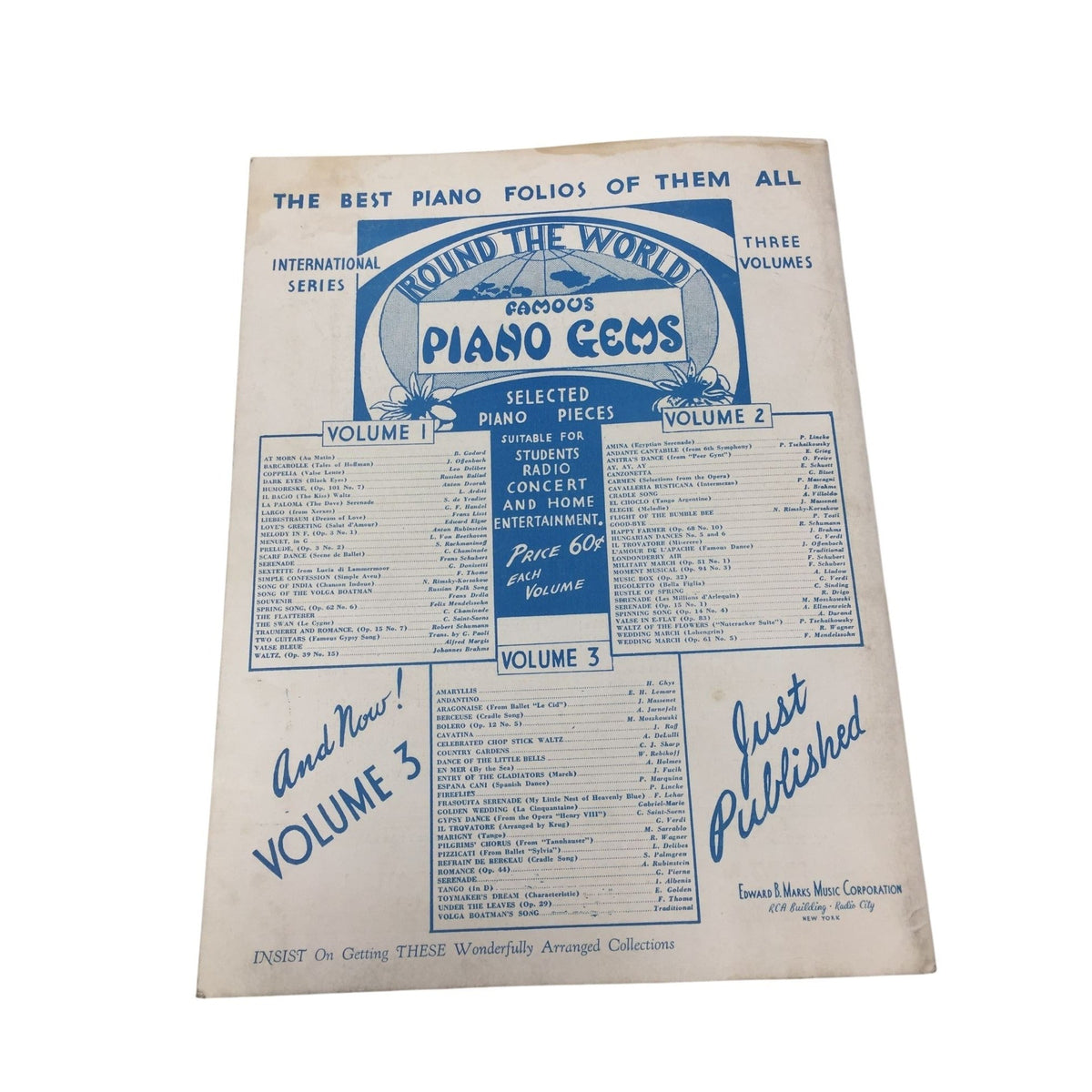 Vintage Sheet Music Book Titled "Round-the-World March Album" A+ Stuff  A+ Stuff SHEET MUSIC