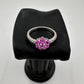 Pretty and Bright - Pink Lab Created Sapphire Petals Flower Ring - Sterling Silver Size 7.25