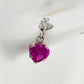 10kt White Gold Pink Sapphire Heart Dangle Earrings