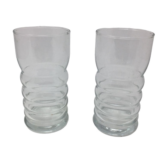 Vintage Clear Glass Ribbed Bubble Drinking Glasses