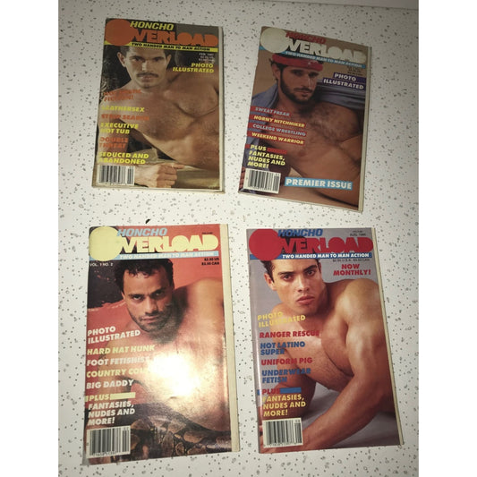 Vintage HONCHO Overload Bundle of 4 Men's Gay Magazines