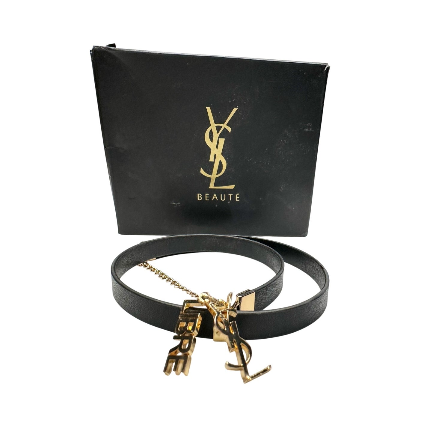 Yves Saint Laurent YSL Beaute Leatherette Choker / Bracelet w YSL & Libre Charms