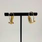 Diamond Stripe Hoop Earrings - Easy Close Back -- 14 kt Gold Overlaying Brass