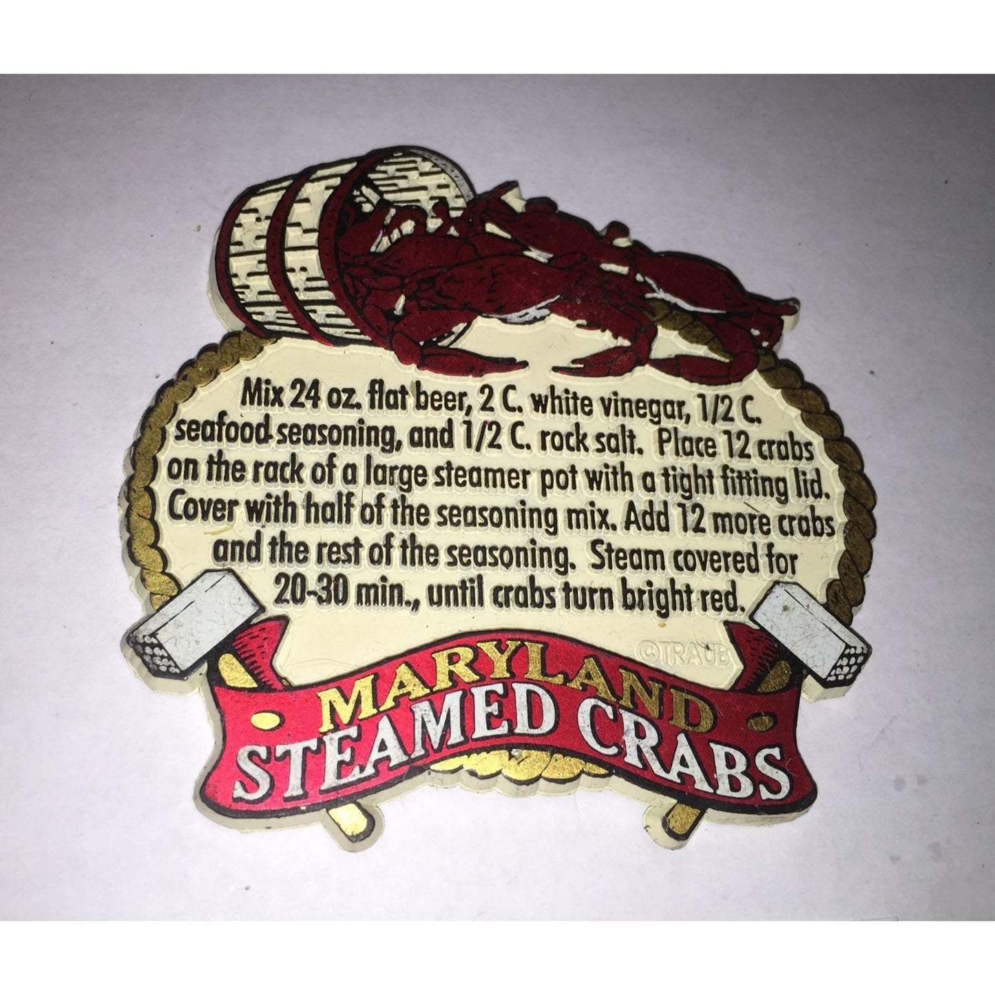 Maryland Steamed Crabs Recipe Refrigerator Magnet - 3"