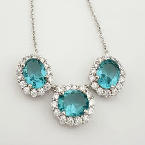 Shimmering 11.3 ct  Vivid Lab Created Blue Topaz Necklace