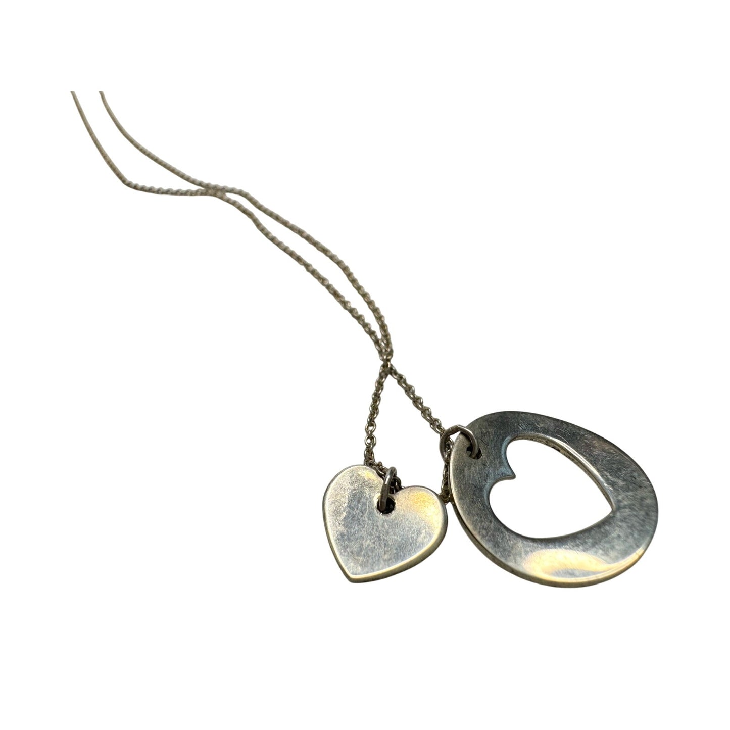 Tiffany & Co. 2 Heart Necklace - Stencil Heart Pendant with Cutout Heart